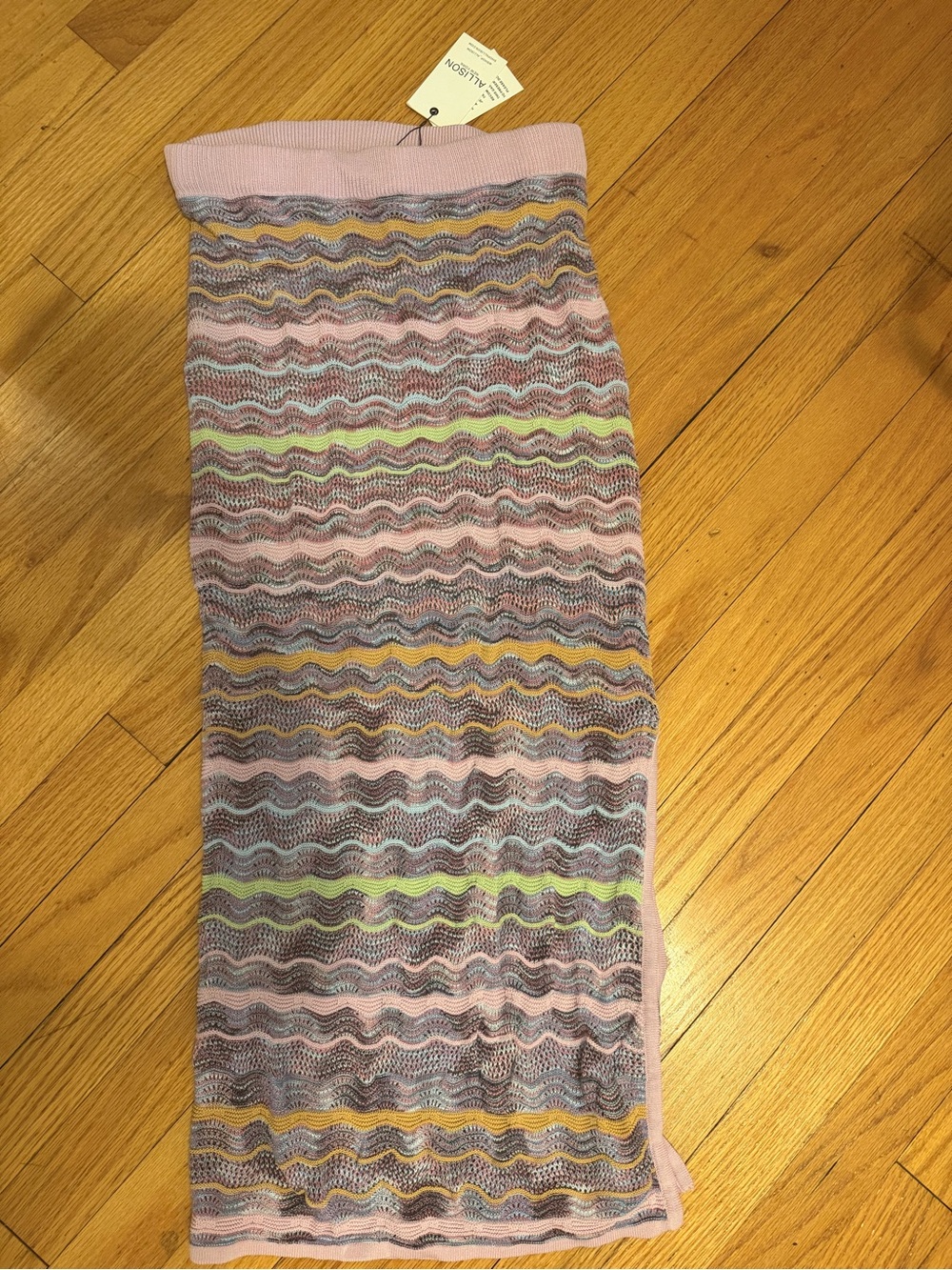 Missoni Pastel Wave Knit Midi Skirt — Pink, Lavender & Yellow Accents